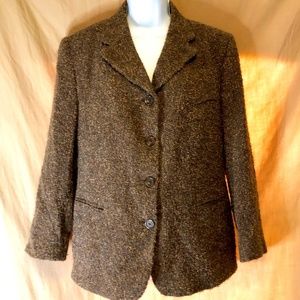 Vintage Pietrefesa Alpaca Wool Marbled Brown Blazer, Size 10